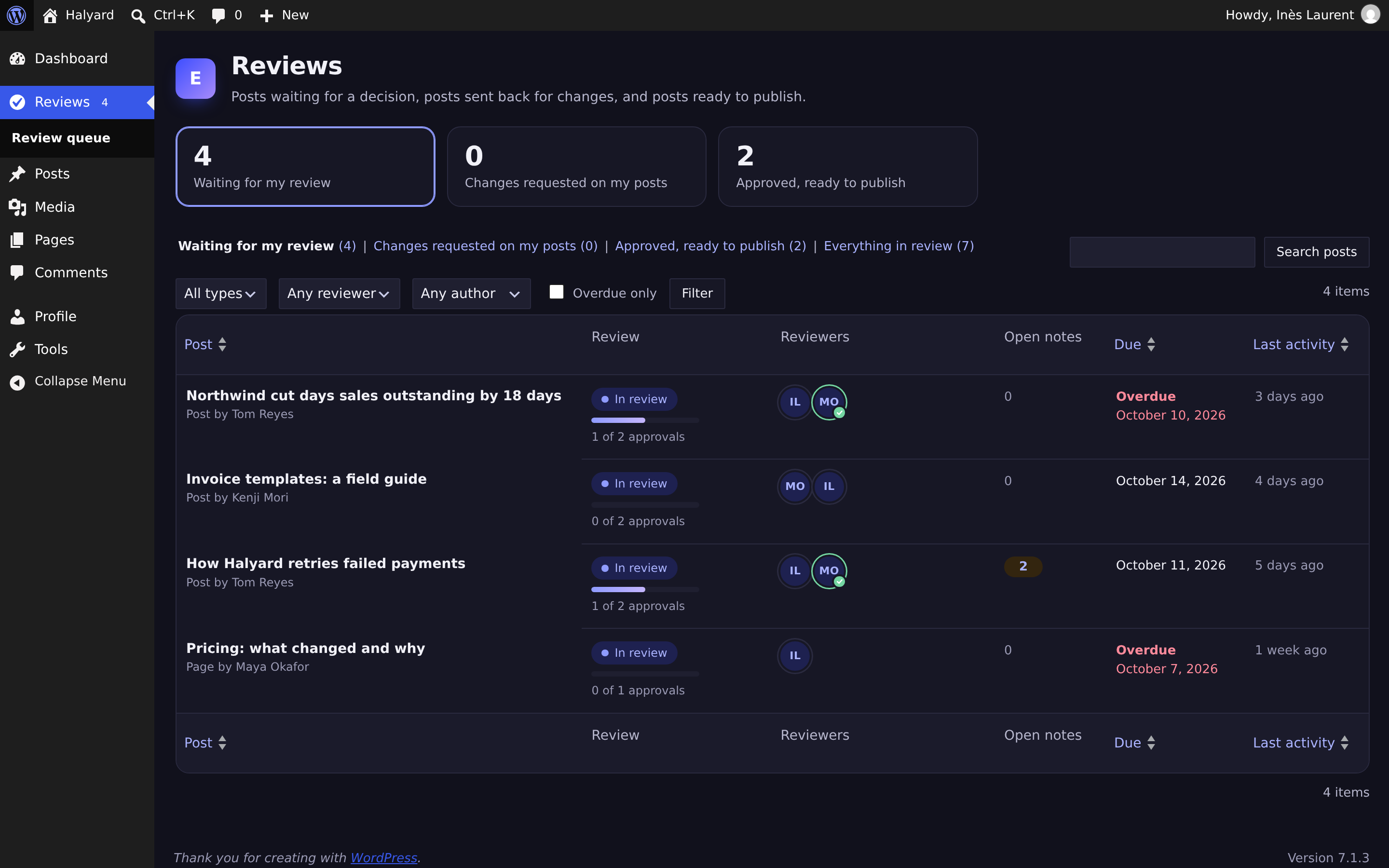 The review queue in dark mode
